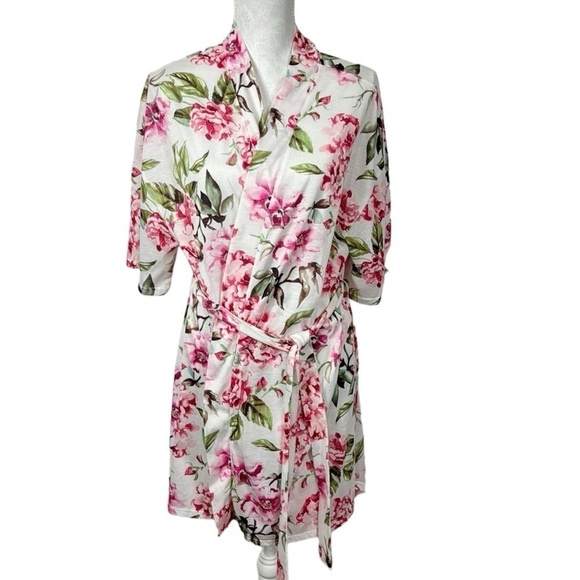 Show Me Your Mumu Brie Robe Garden of Blooms Pink One Size Wrap Robe EUC - Picture 2 of 10